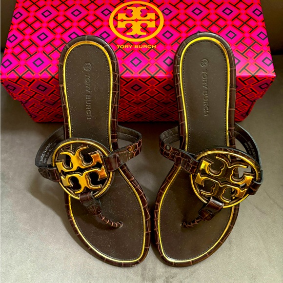 Metal Miller Sandal: Women Tory Burch Metal Miller Croc Sandals